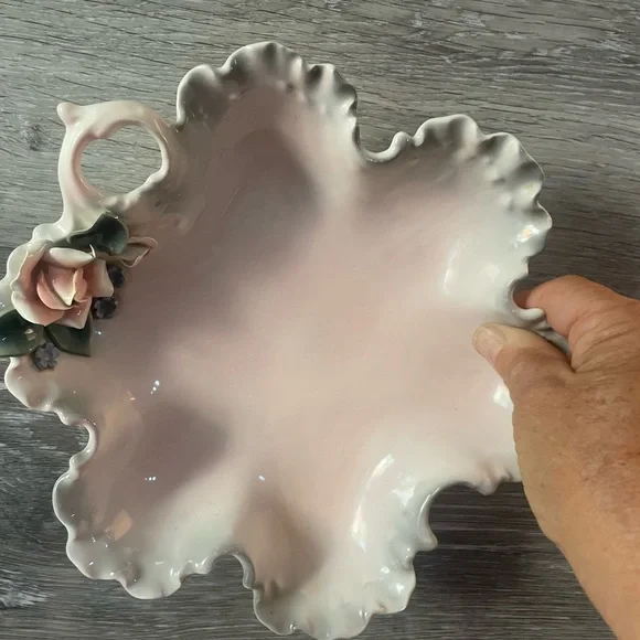 Florence Ceramics Vintage Candy Dish With Pink Rose - Picture 4 of 6